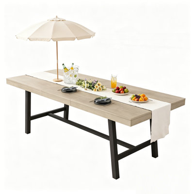 63-83" Extendable Dining Table, Industrial Rectangular Dining Room Table for 6-8 People, Supports up to 350 lbs, Expandable Kitchen Table with Heavy D