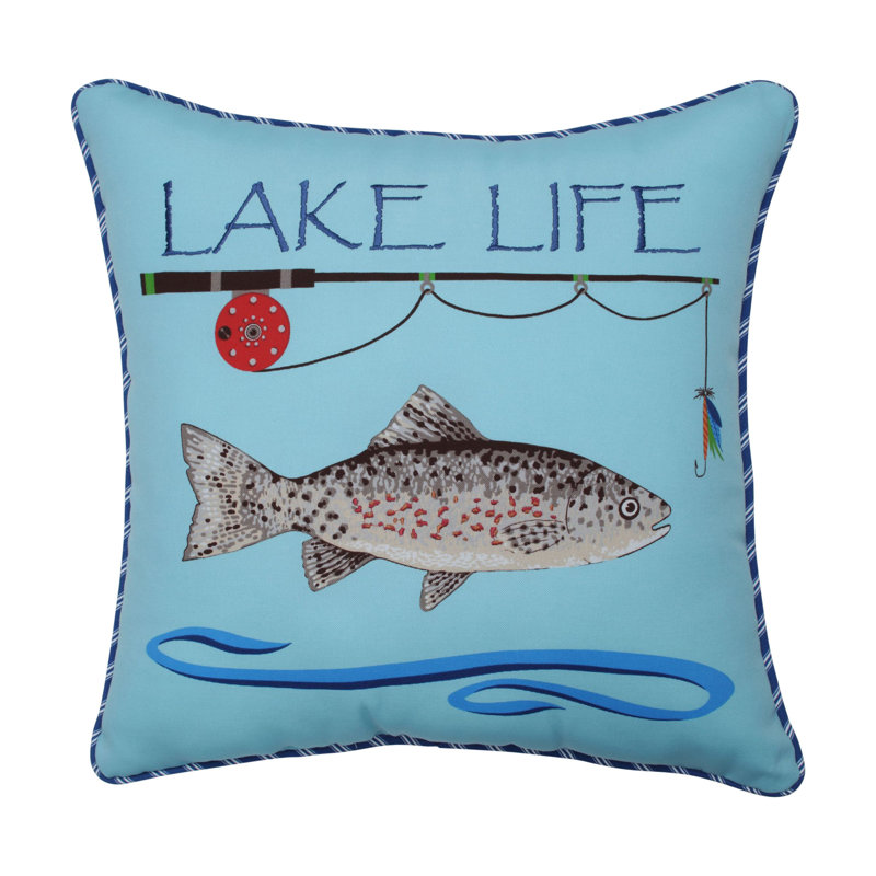 Lake Life Striped Outdoor Throw Pillow