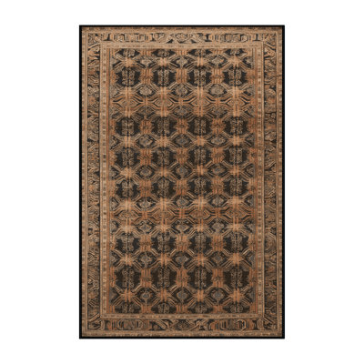 Machine Washable Art Deco Brown Area Rug
