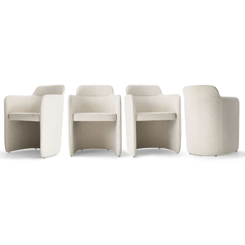 18.5" Seat Height Upholstered Dining Armchair, Beige