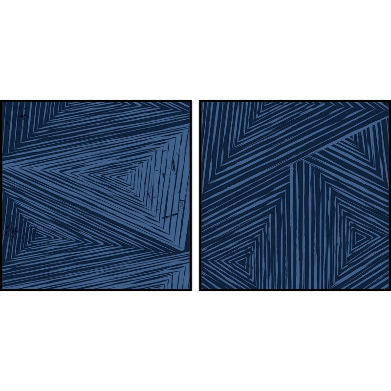 Large Blue Abstract Canvas Artwork Diptych