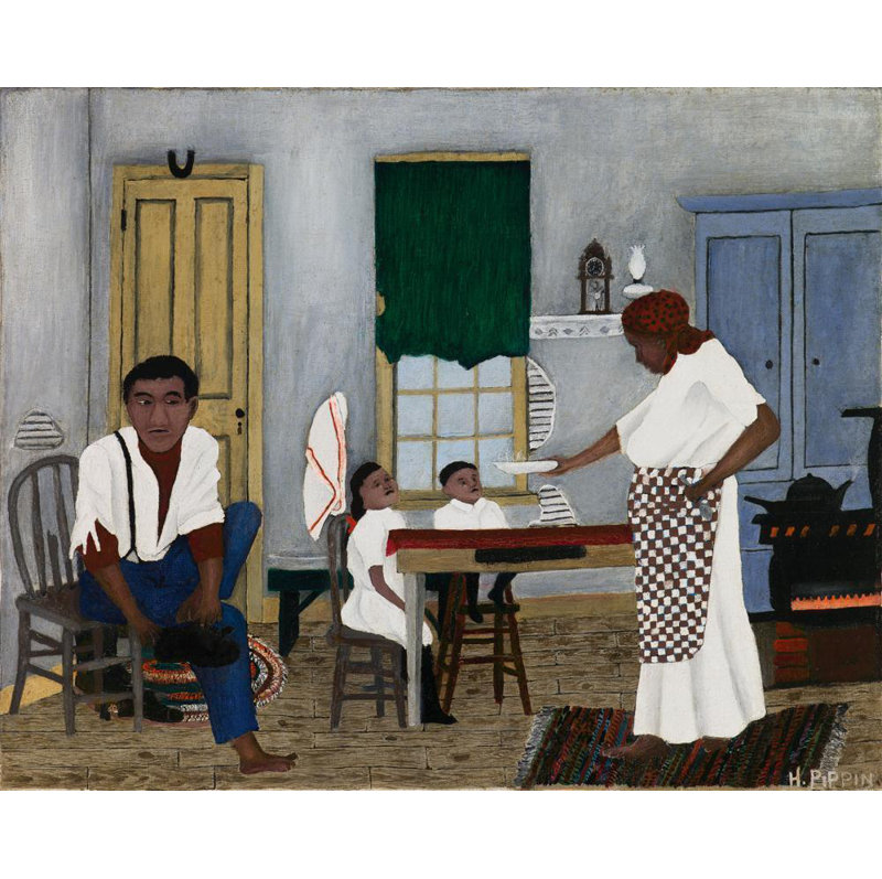 "Dimanche matin, petit déjeuner" par Horace Pippin - Art mural sur toile tendue avec châssis, H 18 po x l 14 po