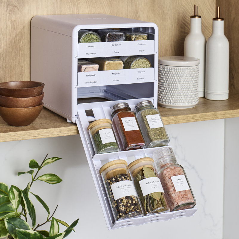 YouCopia SpiceStack Adjustable Spice Rack Organizer, Pull-Down 18-Bottle Storage with Labels and Dividers
