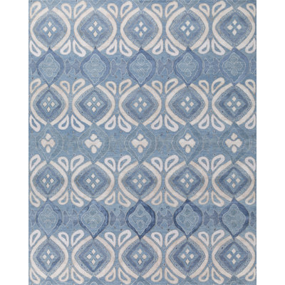 Bali Geometric Area Rug in Blue/Ivory