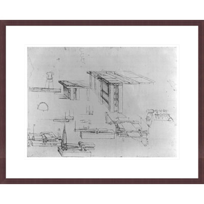 A page from the Codex Atlanticus 1478-1518 (pen &amp; ink on paper) by Leonardo da Vinci -Framed Giclee Print