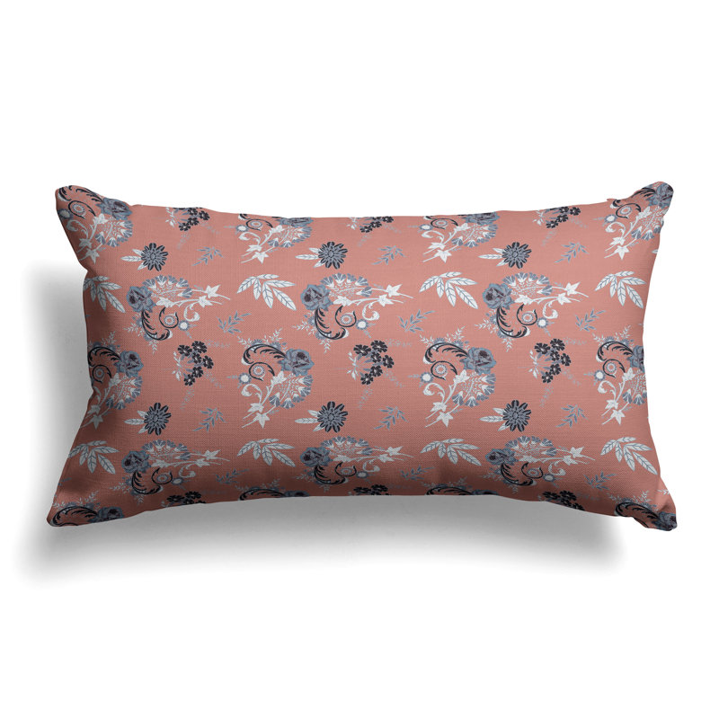 Rose Dreams  Rectangular Throw Pillow, Blue/Pink