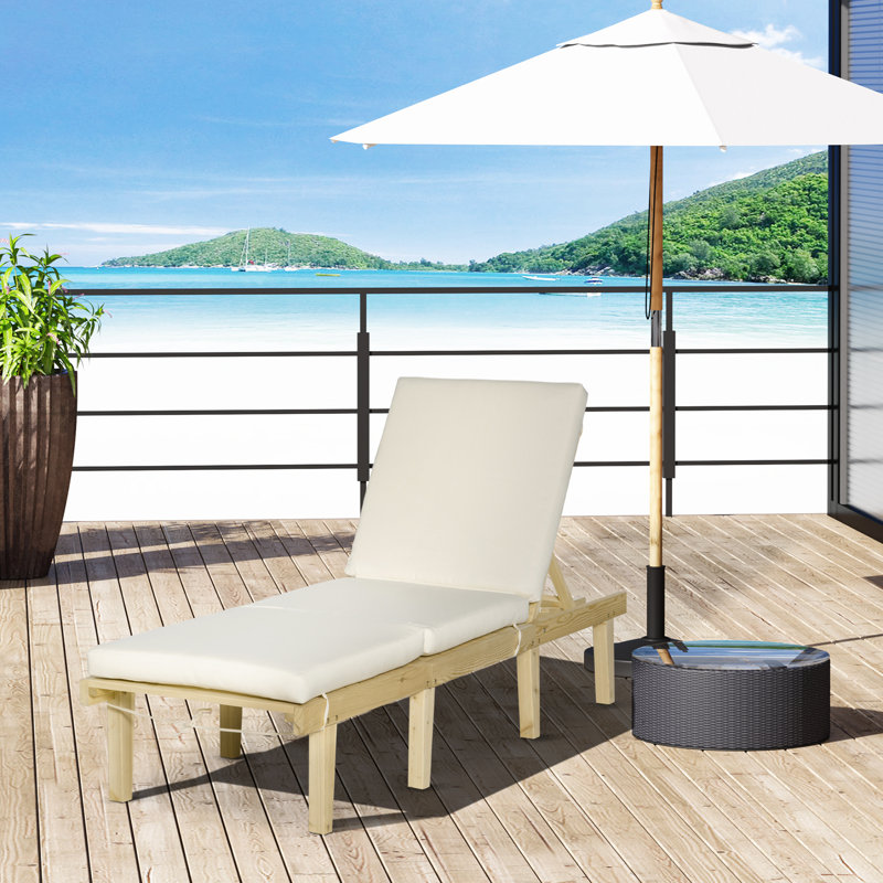 Chaise Lounge Chair For Outdoor, Patio Recliner With 4-Position Adjustable Backrest And Cushion For Deck, Beach, Lawn And Sunbathing