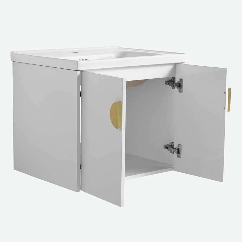 Brilan 23.8 " W Free Standing Wall Mounted 1 Single Vanity Bathroom Vanity With Ceramic Top
