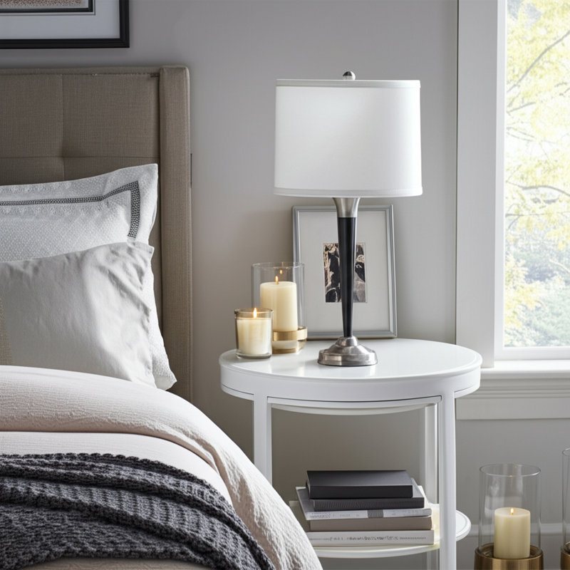 Polylinen Lamp Shade, White , Round