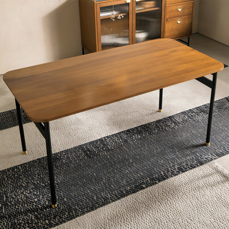 Table de salle à manger rectangulaire en bois massif brun, H 29,53 po x L 62,99 po x l 31,5 po