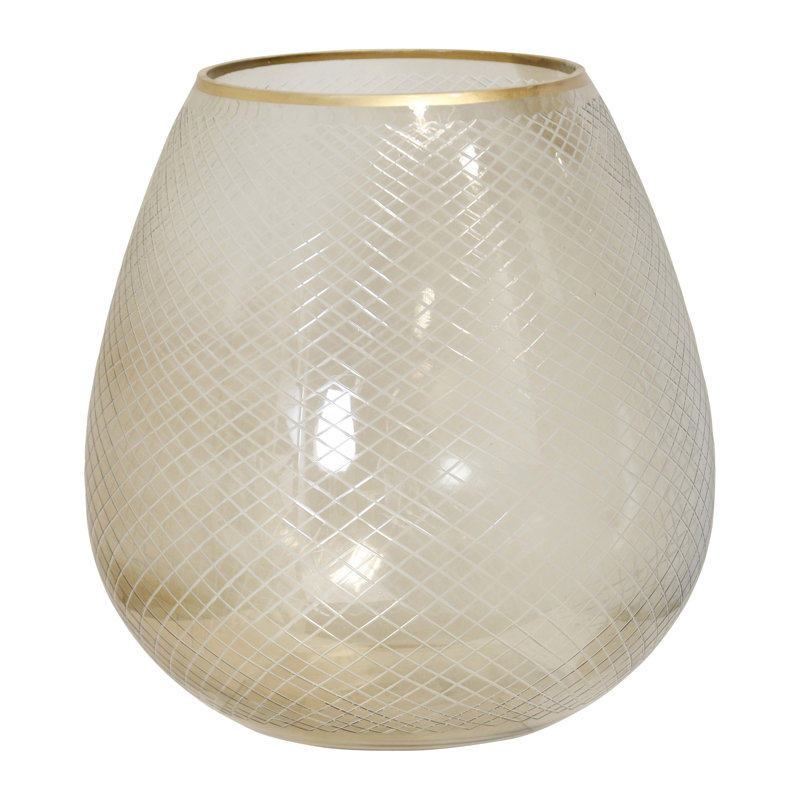 Glass Vase - Brown Etched