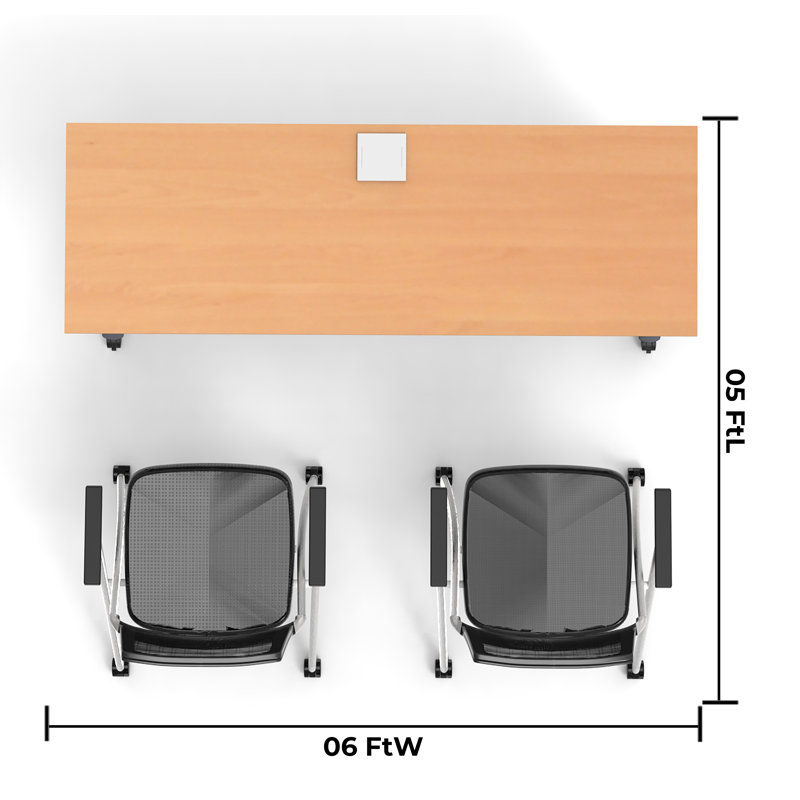 Beneta 2 Person Training Meeting Seminar Table with Modesty Panel and 2 Chairs Complete 3 pc Set