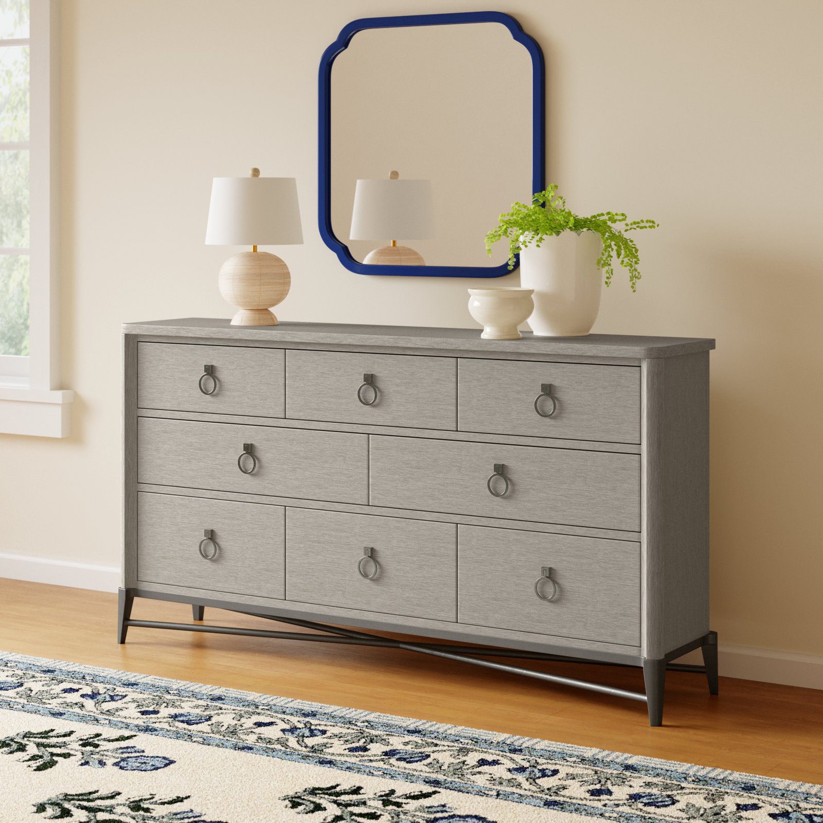 Regan 67" 8-Drawer Kiln-Dried Dresser, Champagne