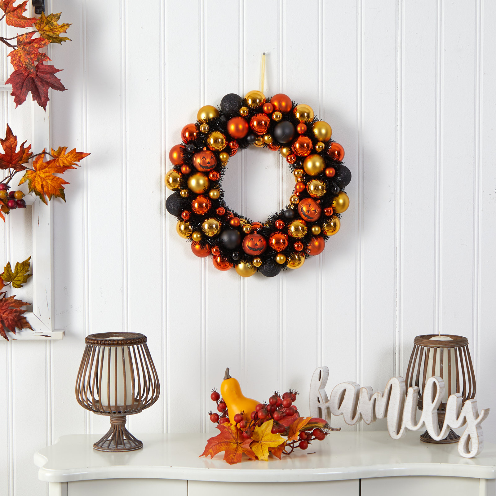 Faux Pumpkin & Gourds 19'' Wreath