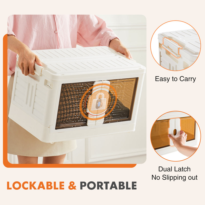 One-layer Stackable Plastic Storage Bins,with Lids and Doors and Wheels, 80 qt