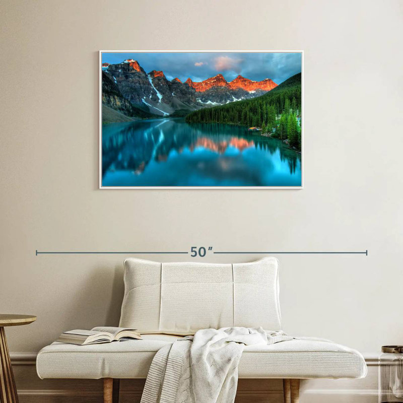 Tranquil Moraine Lake, Cadre flottant blanc, 37 po x 25 po