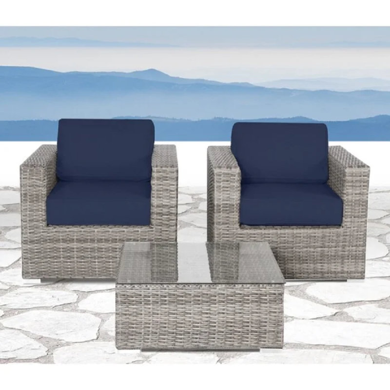 Ensemble de conversation en osier de rotin pour 2 personnes avec coussins, ensemble de conversation, ensemble de conversation, ensemble de conversation