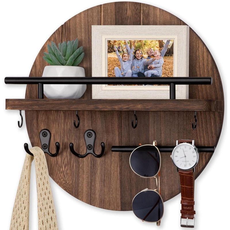 Wood Wall Organizer, Walnut/Black