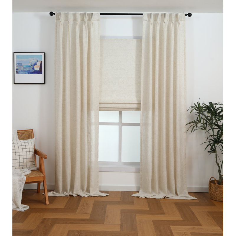 Store romain tissé sans cordon Linen Bliss, Naturel, L 26 po x L 64 po