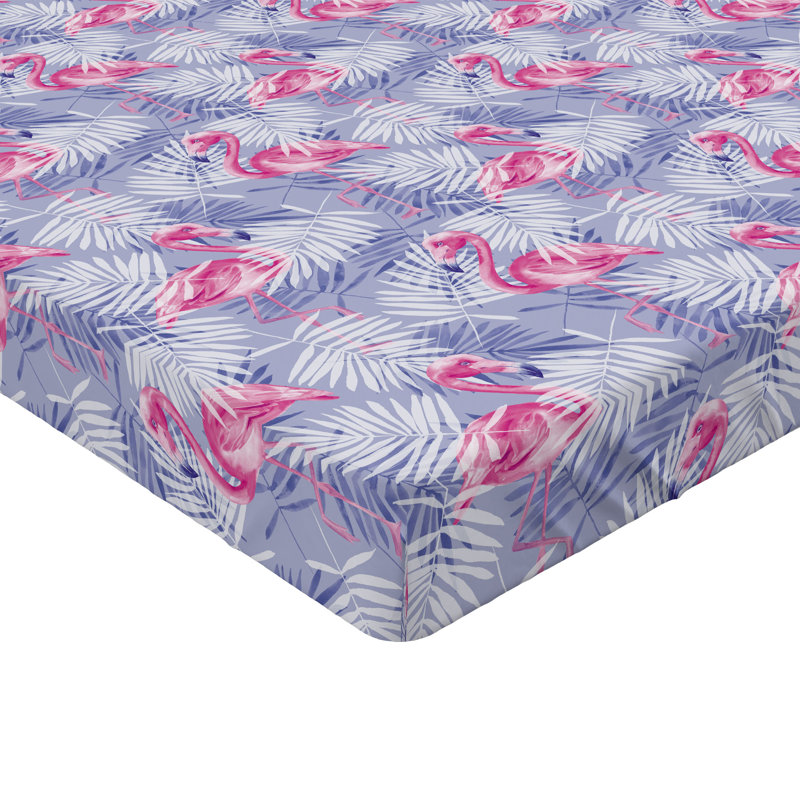 Drap-housse Ambesonne Flamingo feuilles de palmier tropical taille rose pâle et lavande, Drap-housse de taille très grand