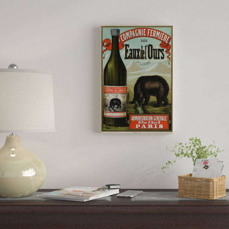 « compagnie fermière of eaux de l’ours », reproduction d’impression sur toile, H 12 po x l 8 po x P 0,75 po