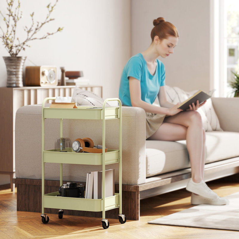 79cm H x 45cm W Utility Cart with Wheels, Green