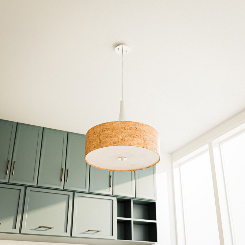 Luminaire suspendu cylindrique unique à 3 lumières Eliot, Acier brossé