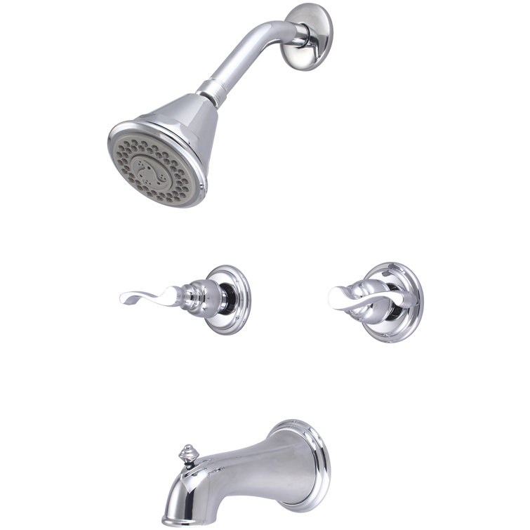 Central Brass 8997-B4-BN Four Function Showerhead Two Handle Tub & Shower Set in Brushed Nickel