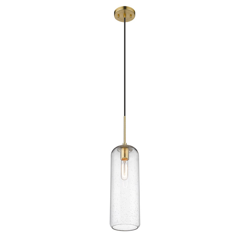 Luminaire suspendu 1 lumière Campos, Transparent, H 132 po x l 5,25 po x P 5,25 po, Laiton héritage