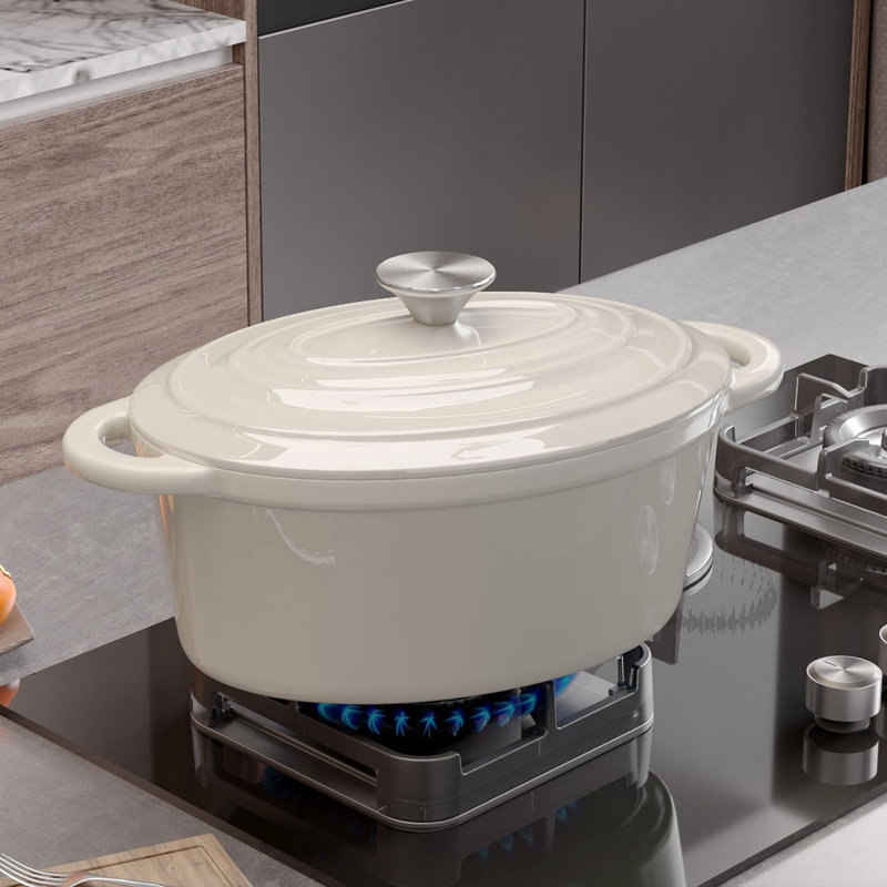 Cocotte ovale émaillée 4,5 pte, Beige