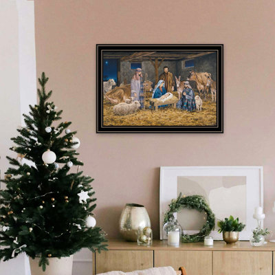 Decor 4u: Stylish Nativity Wall Hanging. Bedroom Beauty. 30"x21"x1". 8lb. Wood+paper. Fade- Art. Adornment. Materials.
