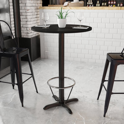 Plateau de table rond en stratifié 24 po Baskin avec base de table à hauteur de bar 22 po x 22 po