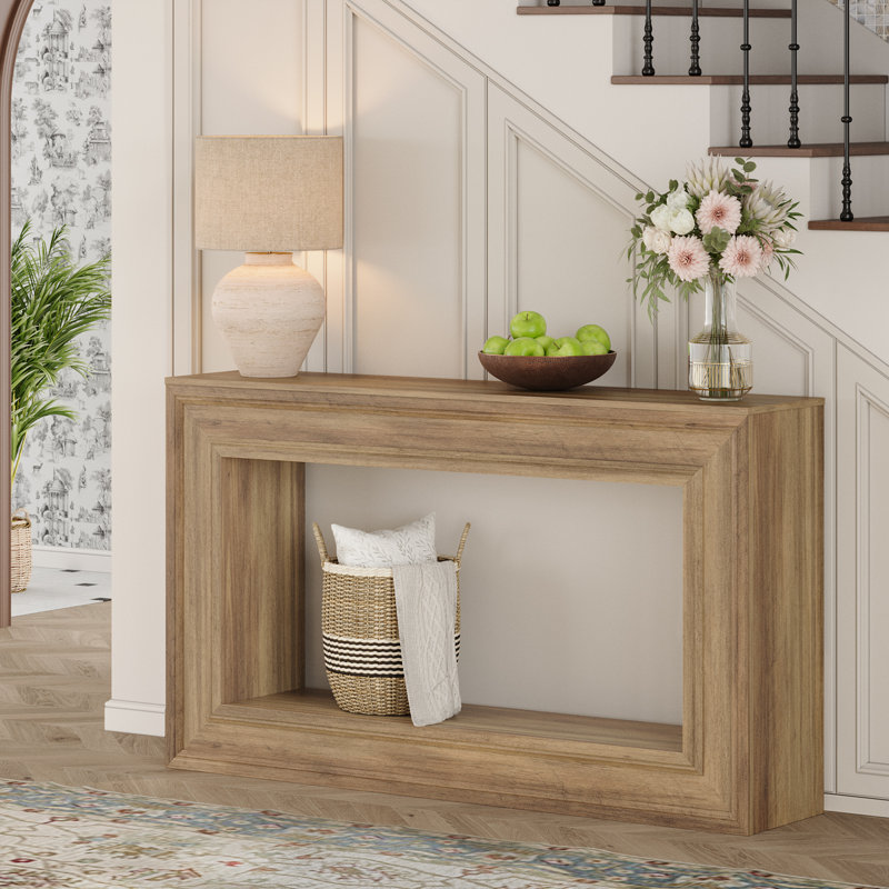 55" Console Table With LED Light,Wooden Entryway Tables,Sofa Tables, Wood