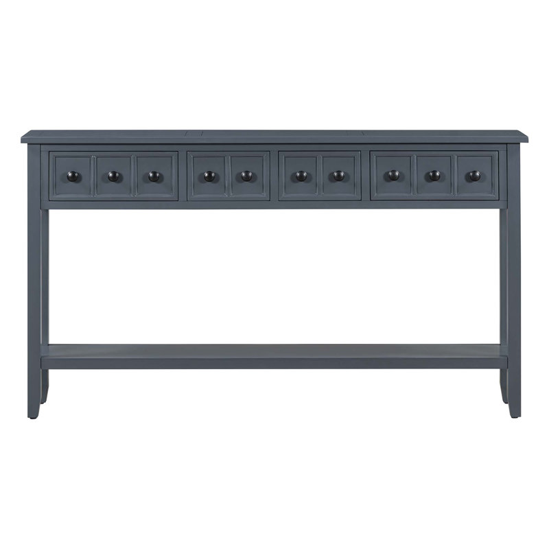 Tarsita Rustic Entryway Console Table Long Sofa Table with Drawers and Bottom Shelf Entryway Table, Navy Duplicate 2