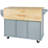 Kitchen Cart With Rubber Wood Drop-Leaf Countertop ,Cabinet Door Internal Storage Racks,Kitchen Island On 5 Wheels With Storage Cabinet And 3 Drawers For Dinning Room-1368374817