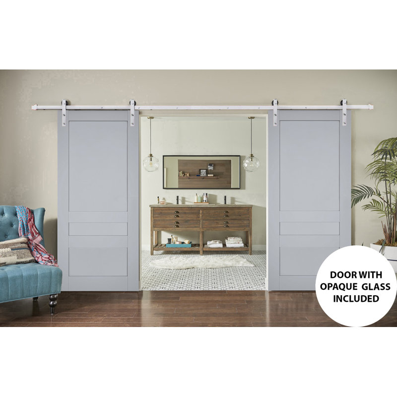 Portes de grange à panneaux en bois Veregio, 36 po x 84 po, Gris