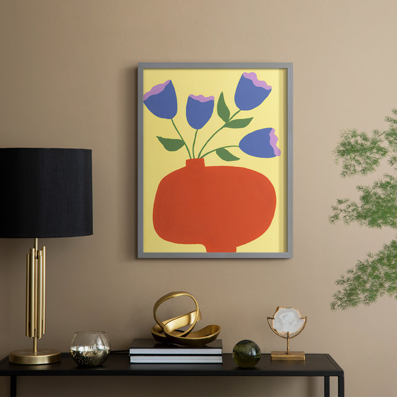 «Modern Blooms III», reproduction encadrée - bois massif, H 21 po x l 17 po, Gris