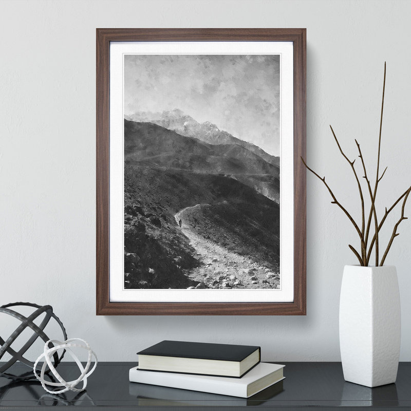 Pathway to the Mountain - Framed Print, 48cm H x 36cm W x 2cm D, Walnut Framed