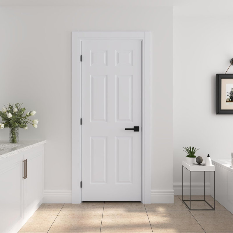 24 po x 80 po Panneau de porte moulé en composite texturé blanc 6 panneaux, 24 po x 80 po