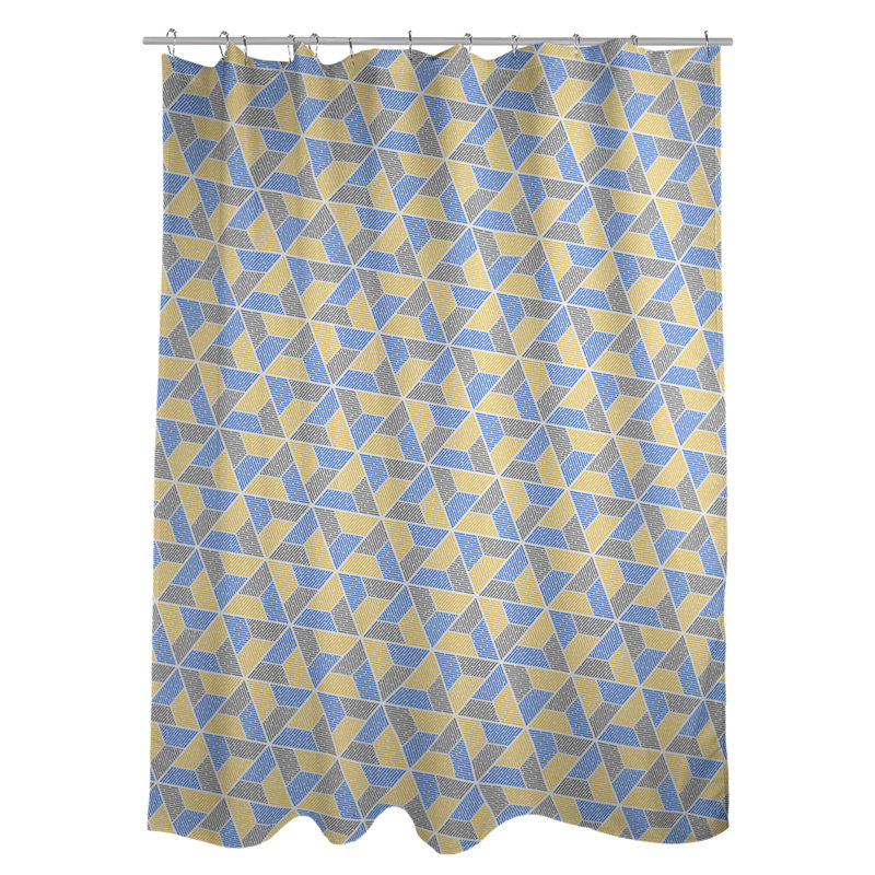 Rideau simple à deux trapézoïdes, Bleu / jaune / gris