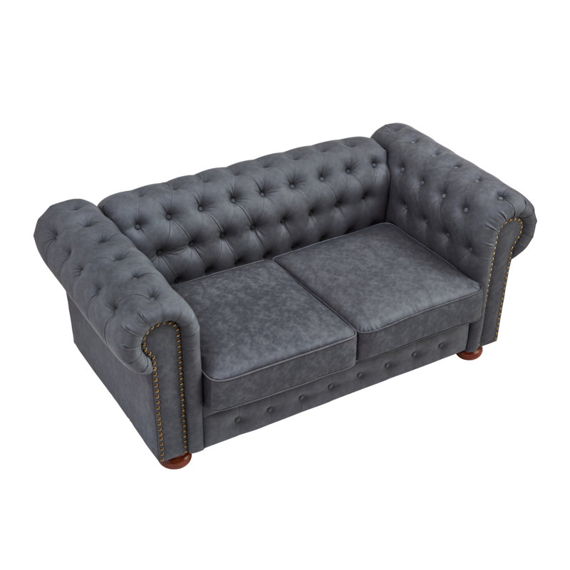 Canapé Chesterfield Modern en similicuir Chesterfield, Gris