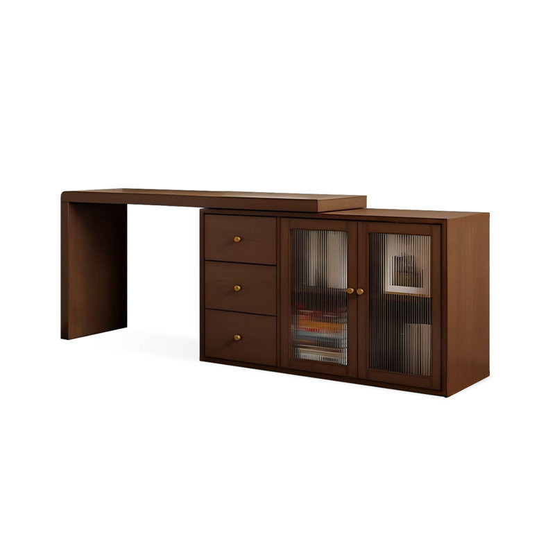 Bureau de direction rectangulaire en bois massif avec tiroirs Walnut, H 29,53 po x l 62,99 po x P 17,72 po