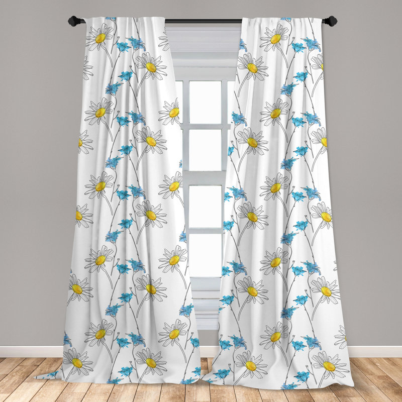 Floral Semi-Sheer Rod Pocket Curtain Panels, 28" x 95"