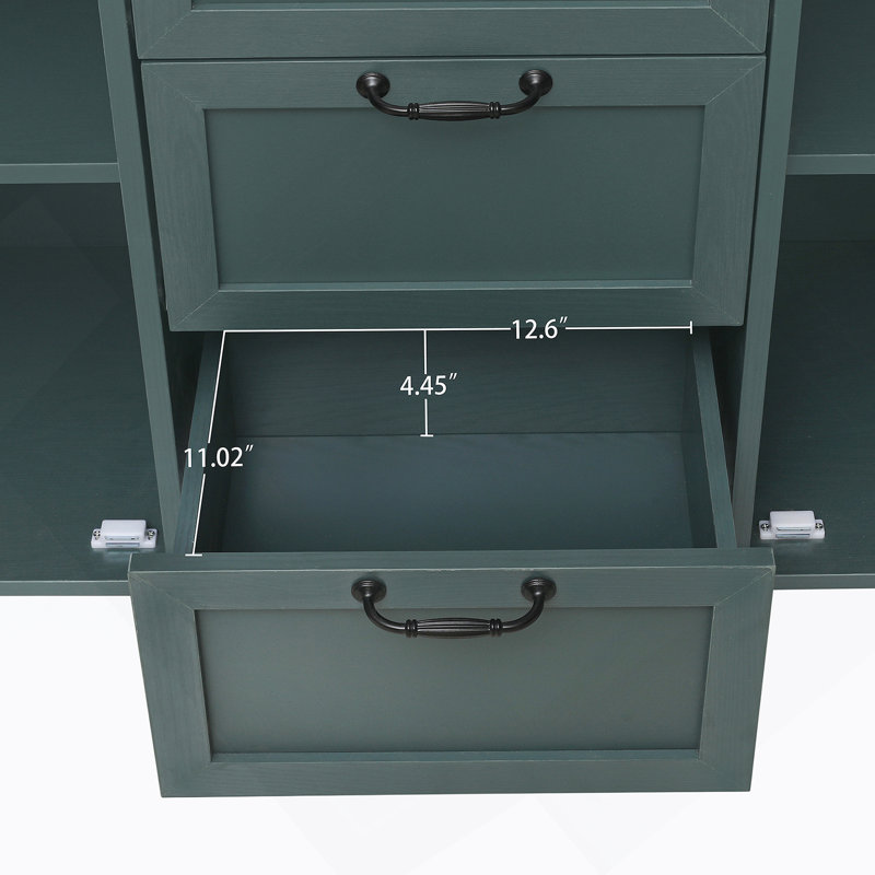 Armoire de rangement, armoire 2 portes avec 3 tiroirs, Vert foncé