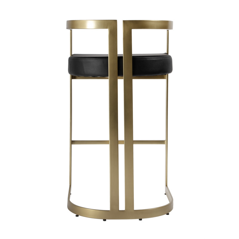 Butler Bravo Faux Leather Counter Stool, Black, Gold, Bar Stool (28.5” Seat Height)