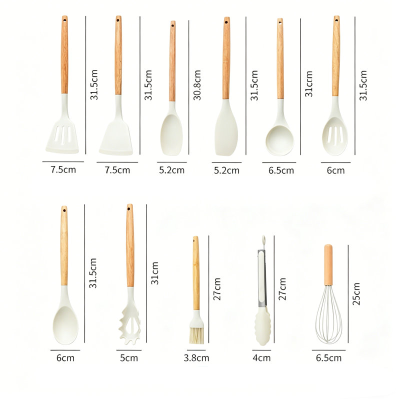 Ensemble d'ustensiles de cuisine en silicone 12 pièces: antiadhésif, résistant à la chaleur, lavable au lave-vaisselle et sans BPA