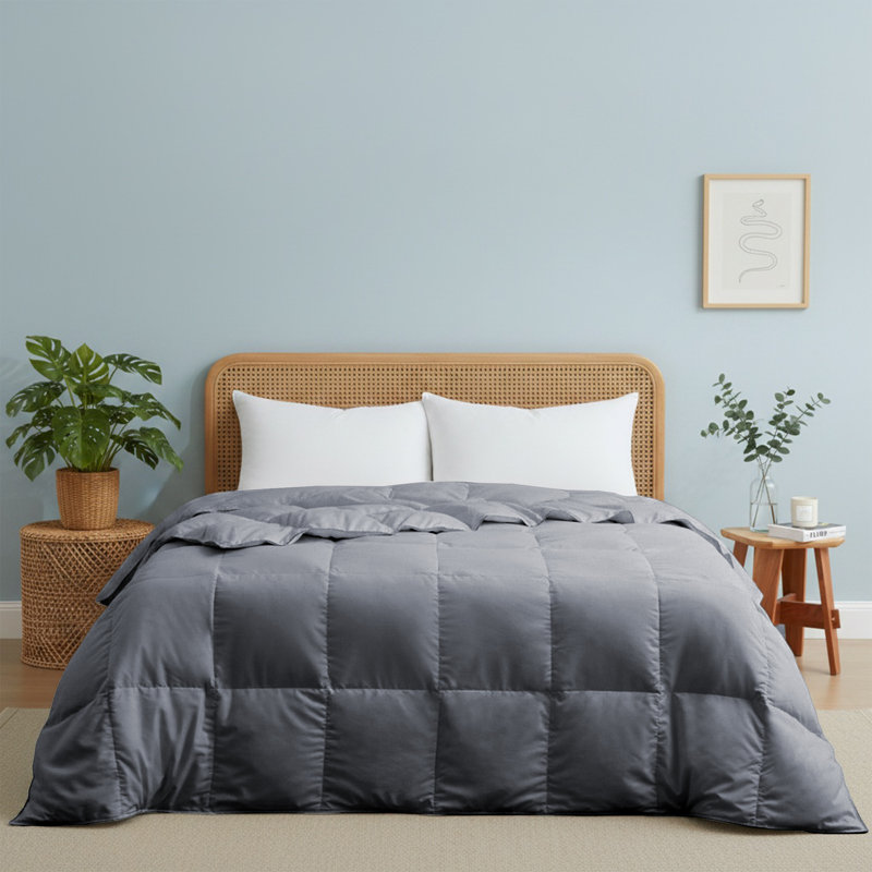 Édredon en duvet synthétique ultra doux et léger, Très grand, Gris foncé