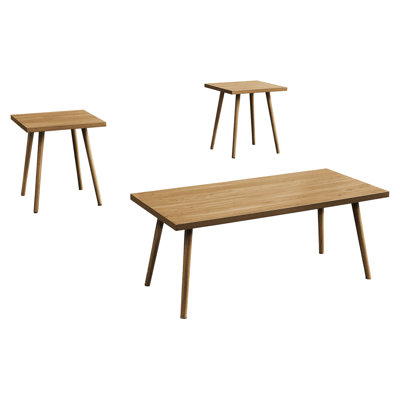 Contemporary 3pcs Walnut Laminate Table Featuring Coffee And End Tables For Family Room, Easy Clean Surface With Aesthetic