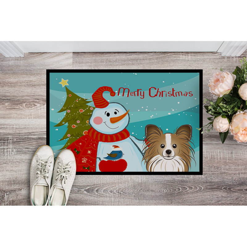 Mandelyn Non-Slip Christmas Outdoor Doormat, Rectangle 1'6" x 2'3"
