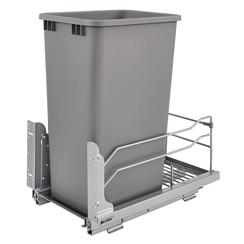 Rev-A-Shelf Pullout Kitchen Trash Can 50 qt. with Soft-Close , Silver Metallic